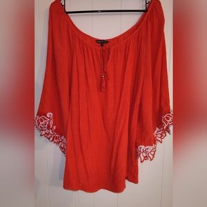 Unique Spectrum 3X Women's Boho Blouse-Tangerine
